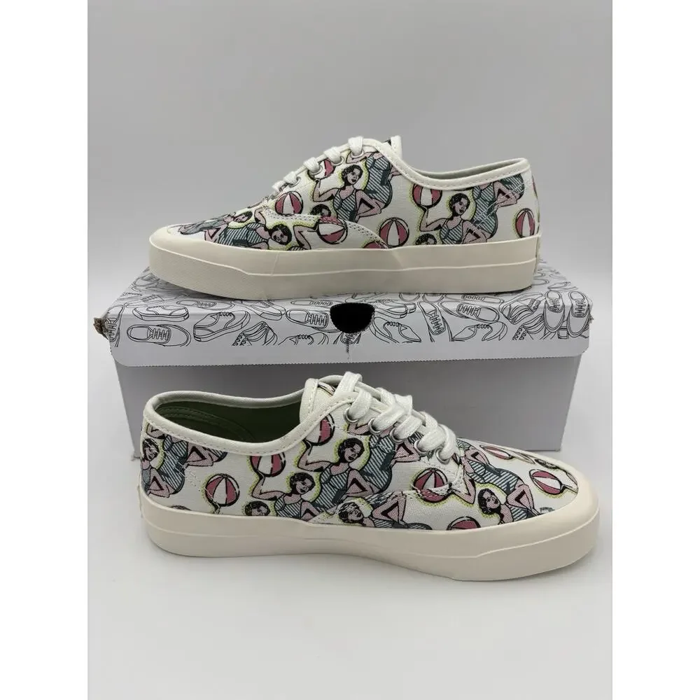 Maison Kitsune Hotel Olympia Canvas Sneakers White Dancing Girls Print Size 8